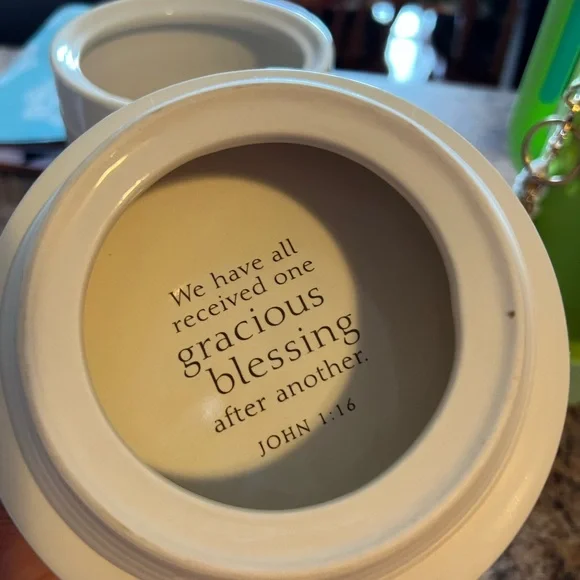 Blessed White Ceramic Food Storage Jar - Picture 3 of 5